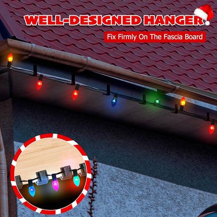 Christmas Light Hanger Clips Fascia Board Light Clips Plastic Holiday Deck Banister Hanger for Christmas Fascia Board Roof Gutter Fence Eave Decoration, Black (30 PCS, 7/8").