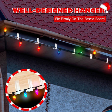 Christmas Light Hanger Clips, Fascia Board Clips, Deck Banister Light Clips, Plastic Holiday Light Clips for Christmas Fascia Board Roof Gutter Fence Eave Decoration (30 PCS, 1 5/8").