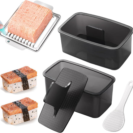 Mubi Press Mold Kit, 2 Pack Clear Mubi Maker with Stainless Steel 304 Luncheon Meat Slicer for SPAM.