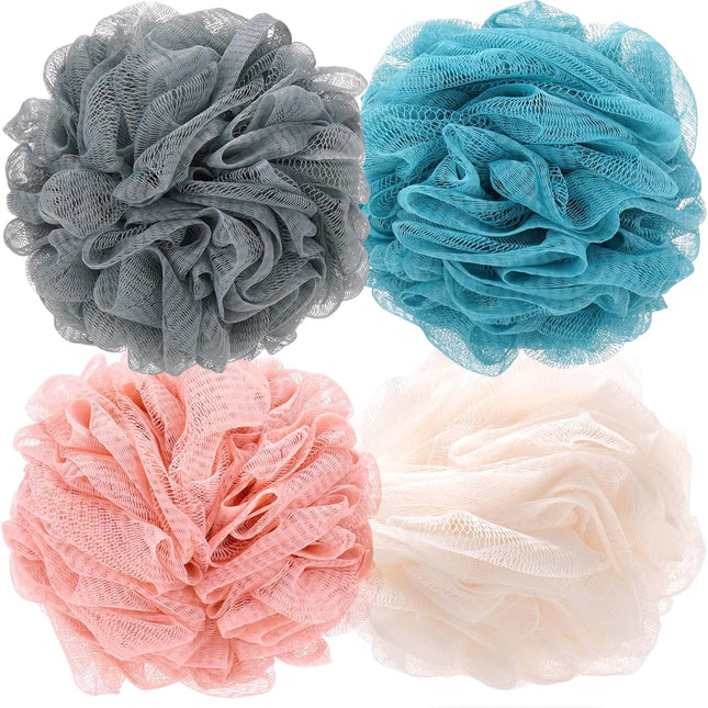 Loofah Bath Sponge Shower Loofah Shower Puff Soft Assorted Color Big 4 Pack.