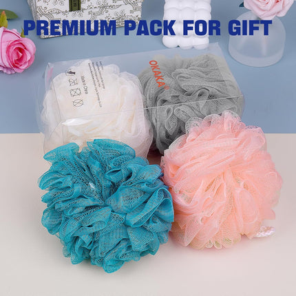 Loofah Bath Sponge Shower Loofah Shower Puff Soft Assorted Color Big 4 Pack.