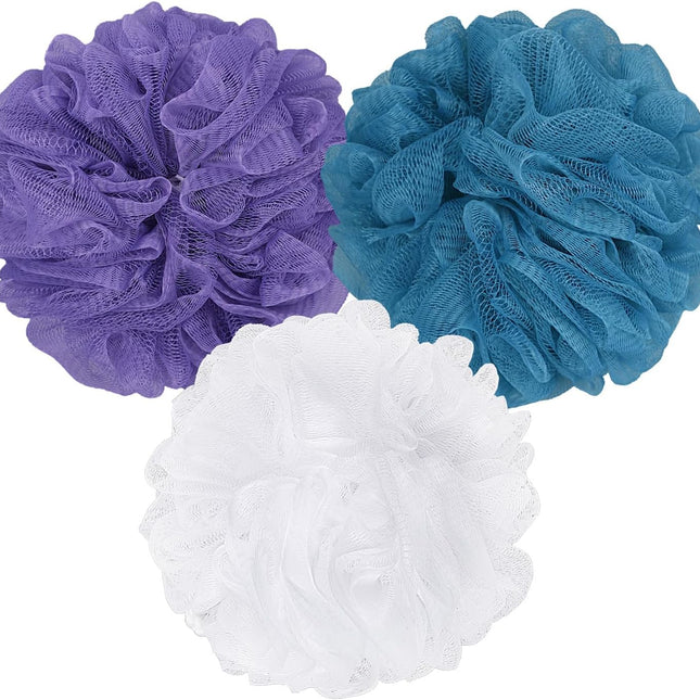 Bath Sponge Loofah Sponge Bath Puffs Shower Pouf Body Scrubber Exfoliating Soft 3 Pack.