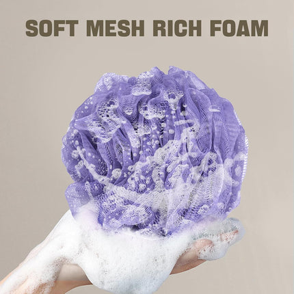 Bath Sponge Loofah Sponge Bath Puffs Shower Pouf Body Scrubber Exfoliating Soft 3 Pack.