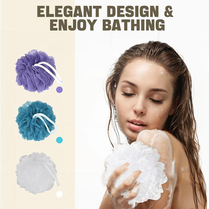 Bath Sponge Loofah Sponge Bath Puffs Shower Pouf Body Scrubber Exfoliating Soft 3 Pack.
