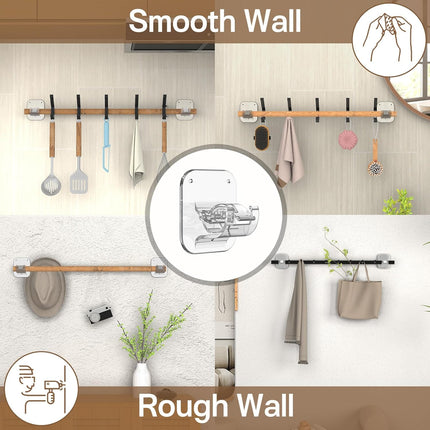 No Drill Curtain Rod Brackets No Drilling Holder 40LB - Renter Friendly Self Adhesive Hooks for Apartment Dorm Classroom Essentials Decor Hanging Drapes Rv Over Blinds Kitchen Bedroom Home.