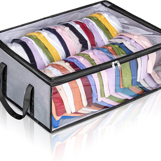 Hat Storage for Baseball Caps, Large Holds up to 40 Caps Wide Hat Organizer for Closet Snapback Holder, Grey.