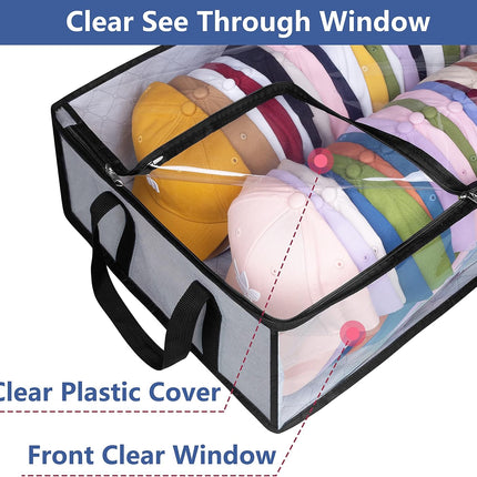 Hat Storage for Baseball Caps, Large Holds up to 40 Caps Wide Hat Organizer for Closet Snapback Holder, Grey.