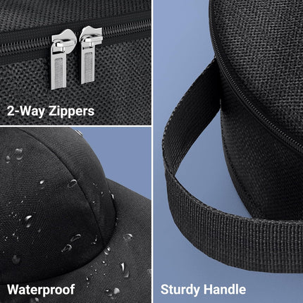 Hat Travel Case for Baseball Caps, Cap Carrier with Plastic Holder & Carrying Handle, Holds up to 6 Caps Hat Bag for Luggage, Suitcase (Black).