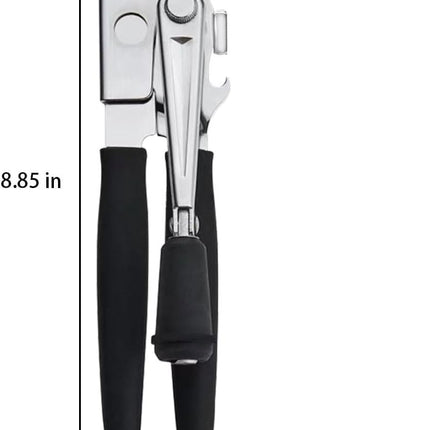 Commercial Heavy-Duty Manual Can Opener with Easy-Turn Crank, Long Rubber Handle & Magnetic Lid Holder.