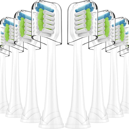 Replacement Brh Heads Compatible with Philips SoniCare Electric Toothbrhes, Dupont Bristles for Effective Cleaning, Click-on System, 8 Pack, White.
