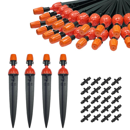 Irrigation Drippers 30pcs Drip Emitters for 1/4 Inch with Straight Coupling 360 Degree Micro Sprinkler Adjtable Drip Irrigation Heads Drippers for Garden Patio Lawn.