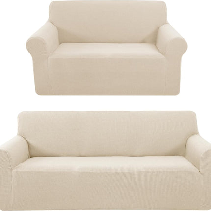 Stretch Couch Cover Sofa Bundles loveseat (Beige).