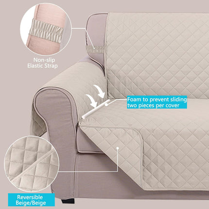 UNICE Home Reversible Sofa Cover Bundle Loveseat Cover(Sofa+Loveseat, Beige).
