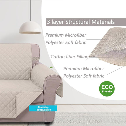 UNICE Home Reversible Sofa Cover Bundle Loveseat Cover(Sofa+Loveseat, Beige).
