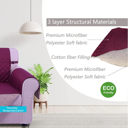 UNICE Home Reversible Sofa Cover Bundle XL Sofa Cover(Sofa+XL Sofa, Burgundy).