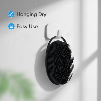 Silicone Body Scrubber for Shower, Dual-Sided Exfoliating Brh, Massage and Deep Cleanse, Black and Blue, 2 Pack.