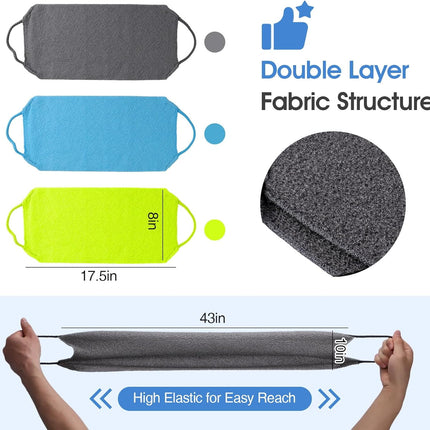 3 Pcs Exfoliating Net Sponge Body Scrubber Bath Towel.
