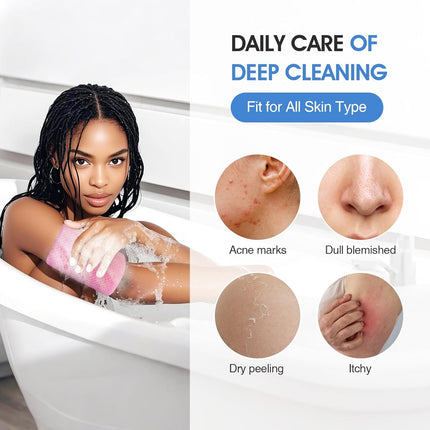 3 Pcs African Net Bath Sponge Double Layer Exfoliating Washcloth Body Scrubber with Handle for Adult and Kids.
