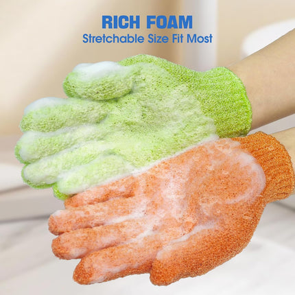 6 Pairs Exfoliating Bath Gloves Mitt Body Scrubber for Shower, Spa, Massage, Dead Skin Remover Bathing Accessories Women Men.