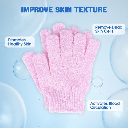 6 Pairs Exfoliating Bath Gloves Mitt Body Scrubber for Shower, Spa, Massage, Dead Skin Remover Bathing Accessories Women Men.