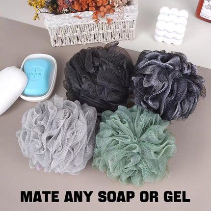 Loofah Bath Sponge Shower Loofa Bath Puff Body Scrubber Exfoliating Soft Premium 4 Pack.