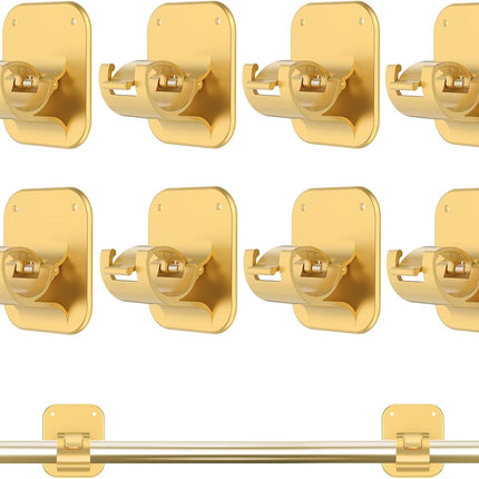 Adhesive Curtain Rods No Drilling Holder,No Drill Curtain Rod Brackets,Renter Friendly Curtain Hooks for Hanging Drapes,Over Blinds for Dorm Apartment Kitchen Bedroom Home.