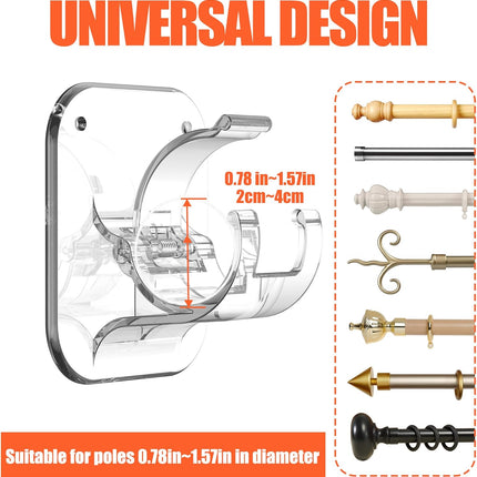 Adhesive Curtain Rods No Drilling Holder,No Drill Curtain Rod Brackets,Renter Friendly Curtain Hooks for Hanging Drapes,Over Blinds for Dorm Apartment Kitchen Bedroom Home.