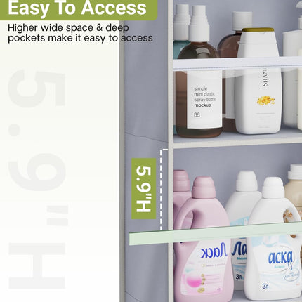 2 Pack Over the Door Organizer, Large Capacity Closet Door Hanging Organizer, Clear Deep Pockets Baby Organizer Storage for Nursery, Bathroom, Bedroom, Pantry, Diapers (Grey).