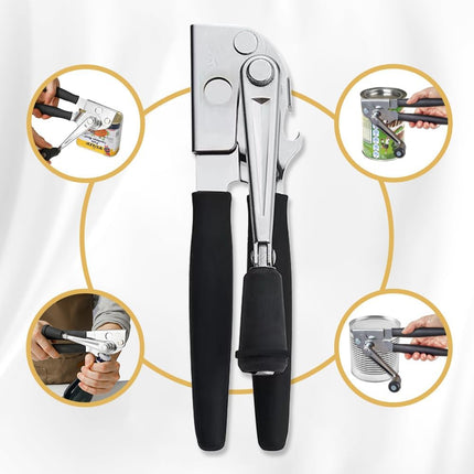 Crank Can Openers Manual,Heavy Duty Commercial Can Opener with Rubber-coated Long Handles.
