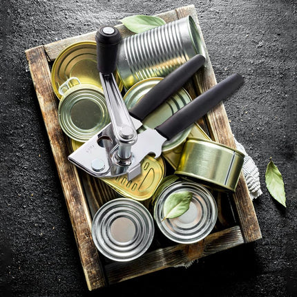 Crank Can Openers Manual,Heavy Duty Commercial Can Opener with Rubber-coated Long Handles.