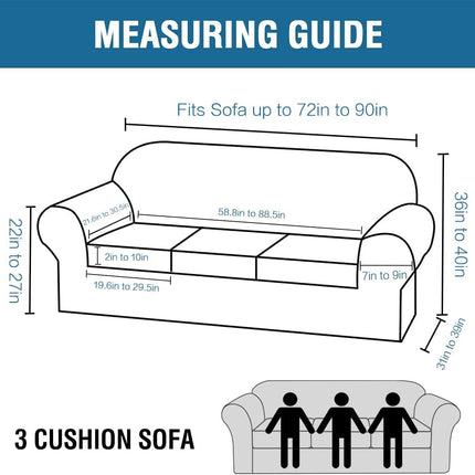 4 Pieces Thick Velvet Sofa Covers Couch Covers for 3 Chion Couch Sofa High Stretch Slipcovers Furniture Protector Form Fit Luxury Couch Cover for Dogs Width Up to 90 Inch(Sofa,Grey).