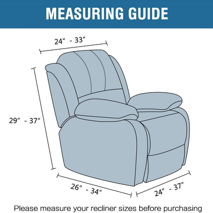 Velvet Recliner Chair Covers 1-Piece for Reclining Chair, Recliner Cover Feature Thick Luxury and Soft Fabric with Elastic Bottom, Anti-Slip Foams Attached (Grey, Large).