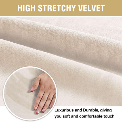 Dining Chair Covers Velvet Stretch Chair Covers for Dining Room Set of 6 Parson Chair Slipcovers Chair Protectors Covers, Soft Thick Solid Velvet Fabric Washable, Ivory.