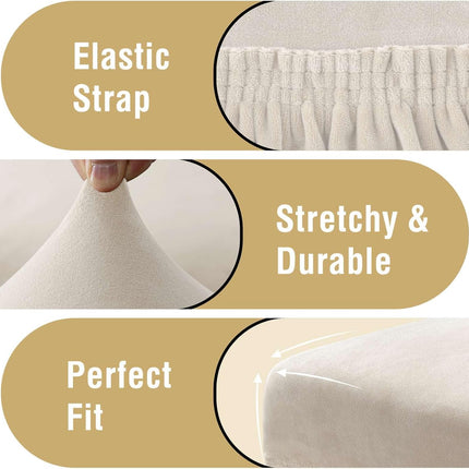 Dining Chair Covers Velvet Stretch Chair Covers for Dining Room Set of 6 Parson Chair Slipcovers Chair Protectors Covers, Soft Thick Solid Velvet Fabric Washable, Ivory.