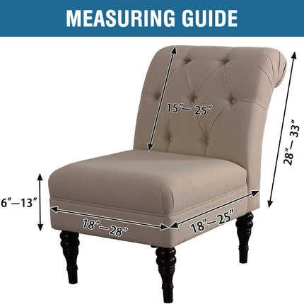 Armless Accent Chair Covers Thick Velvet Armless Chair Slipcovers High Stretch Chair Covers for Living Room Hotel Machine Washable Furniture Protector with Elastic Bottom, Ivory.