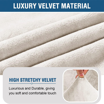 Armless Accent Chair Covers Thick Velvet Armless Chair Slipcovers High Stretch Chair Covers for Living Room Hotel Machine Washable Furniture Protector with Elastic Bottom, Ivory.