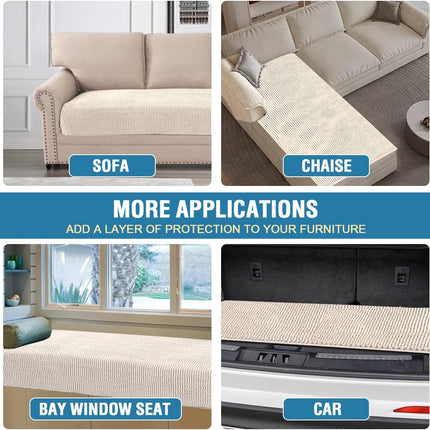 Plh Chenille Dog Bed Cover Thick Soft Sofa Cover for 3 Chion Couch Anti Slip Couch Cover Furniture Protector for Dog, Pet, Cat (35" x 74", Ivory).