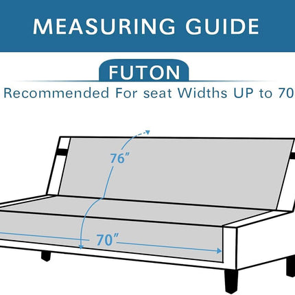 Futon Cover Reversible Sofa Slipcover Furniture Protector Water Resistant 2 Inch Wide Elastic Straps Sofa Bed Pets Kids Dog Cat Fit Sitting Width Up to 70"(Futon, Black/Grey).