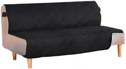 Futon Cover Reversible Sofa Slipcover Furniture Protector Water Resistant 2 Inch Wide Elastic Straps Sofa Bed Pets Kids Dog Cat Fit Sitting Width Up to 70"(Futon, Black/Grey).