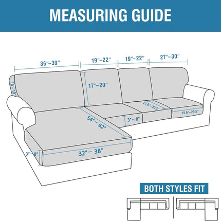 Sectional Couch Covers 8 Pieces Stretch Sofa Covers for Sectional Sofa Set Separate L Shaped Couch Cover for Both Left/Right Couch (Seat and Back: 1 Chaise + 3 Sofa, Ivory).