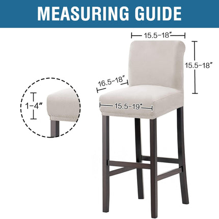 100% Waterproof Bar Stool Cover Stretch Counter Stool Pub Chair Slipcover for Dining Room Removable Soft Thick Solid Fleece Fabric Bar Stool Slipcovers Set of 4, Ivory.