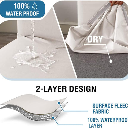 100% Waterproof Bar Stool Cover Stretch Counter Stool Pub Chair Slipcover for Dining Room Removable Soft Thick Solid Fleece Fabric Bar Stool Slipcovers Set of 4, Ivory.
