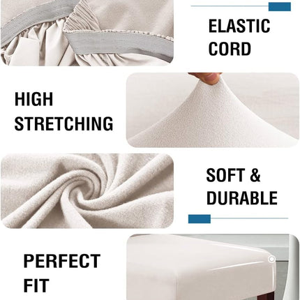 100% Waterproof Bar Stool Cover Stretch Counter Stool Pub Chair Slipcover for Dining Room Removable Soft Thick Solid Fleece Fabric Bar Stool Slipcovers Set of 4, Ivory.