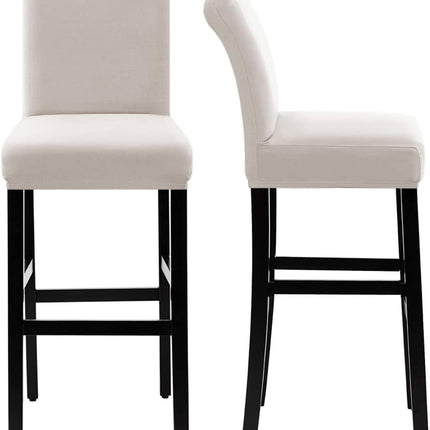 100% Waterproof Bar Stool Cover Stretch Counter Stool Pub Chair Slipcover for Dining Room Removable Soft Thick Solid Fleece Fabric Bar Stool Slipcovers Set of 4, Ivory.