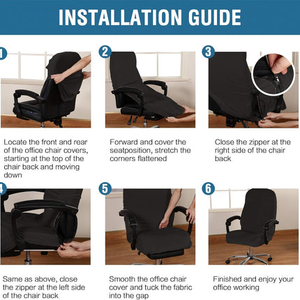 Velvet Home Office Chair Covers Stretchable Computer Desk Chair Covers Mid - High Back Universal Executive Boss Gaming Seat Cover Removable Machine Washable, Black.