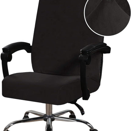 Velvet Home Office Chair Covers Stretchable Computer Desk Chair Covers Mid - High Back Universal Executive Boss Gaming Seat Cover Removable Machine Washable, Black.