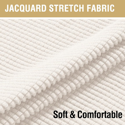 Stretch Dining Chair Covers Set of 6 Chair Covers for Dining Room Parsons Chair Slipcover Chair Protectors Covers Dining, Feature Textured Checked Jacquard Fabric, Ivory.