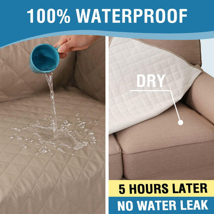Sofa Cover, 100% Waterproof Slipcover Furniture Protector, Washable Couch Cover with Non-Skid Backing and Elastic Straps for Kids, Dogs, Pets(Sofa, French Oak).