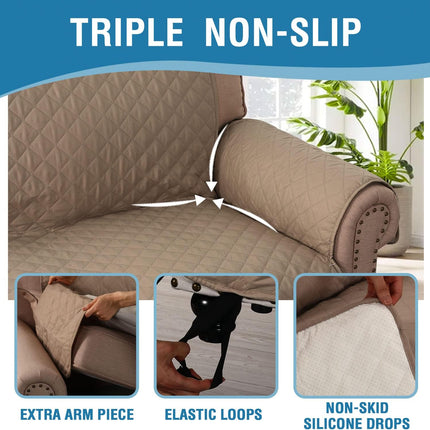 Sofa Cover, 100% Waterproof Slipcover Furniture Protector, Washable Couch Cover with Non-Skid Backing and Elastic Straps for Kids, Dogs, Pets(Sofa, French Oak).