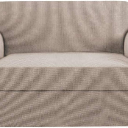 2 Pieces Loveseat Covers Fit Lovesat Width Up to 70 Inch Furniture Cover/Protector, Jacquard Spandex Stretch Loveseat Slipcovers Suit for T Chion/Box Chion (Loveseat, Sand).